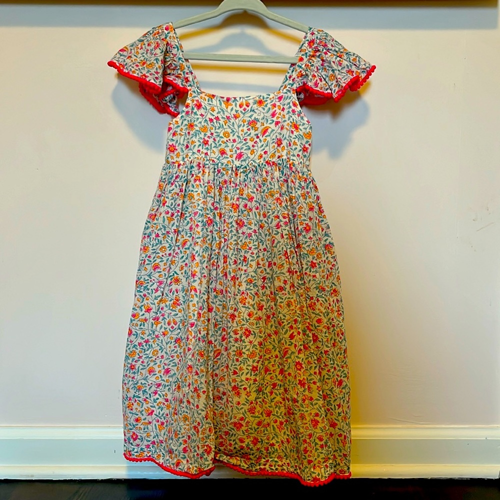 Pink / orange floral dress, size is 5